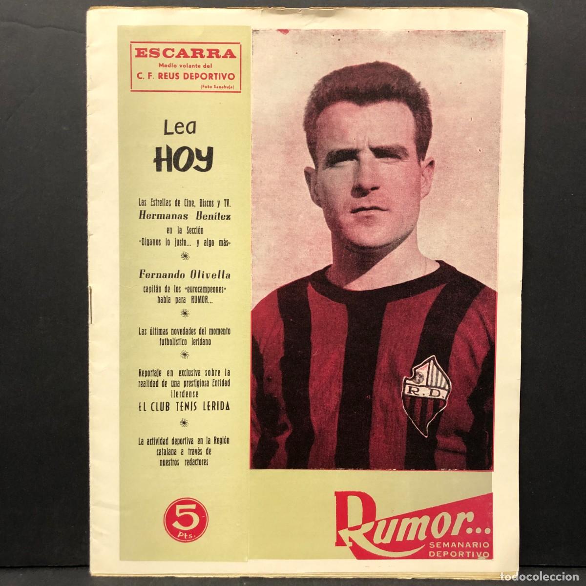 Coleccionismo de revistas y peri&oacute;dicos: REVISTA - RUMOR, SEMANARIO DEPORTIVO - A&Ntilde;O I - N&ordm;24 - ESCARRA - U. D. L&Eacute;RIDA / 1299