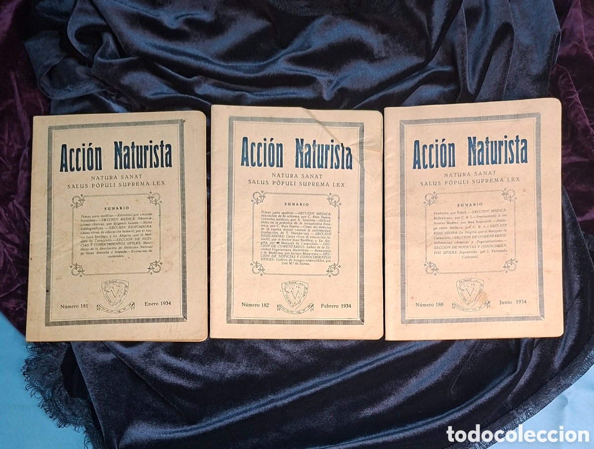 Coleccionismo de revistas y peri&oacute;dicos: Acci&oacute;n Naturista Lote 3 Revistas 1934 (N&ordm; 181, 182 y 186)