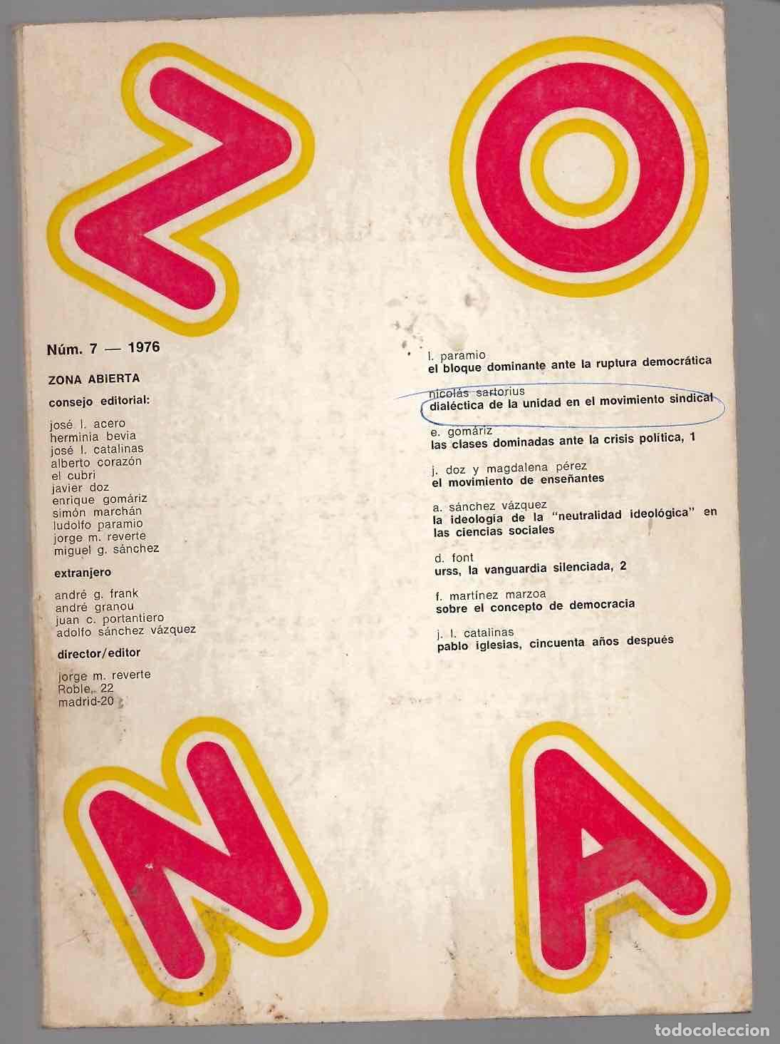 Coleccionismo de revistas y peri&oacute;dicos: ZONA ABIERTA N&ordm; 7. JORGE M REVERTE, 1976