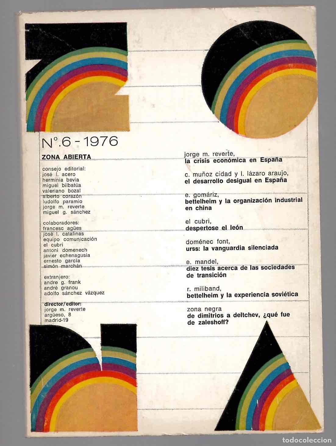 Coleccionismo de revistas y peri&oacute;dicos: ZONA ABIERTA N&ordm; 6. 1976