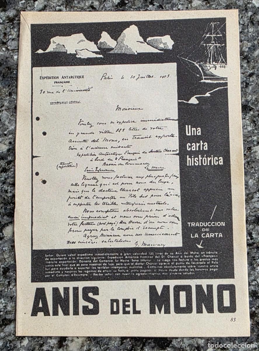 Coleccionismo de revistas y peri&oacute;dicos: ANTIGUO ANUNCIO ANIS DEL MONO