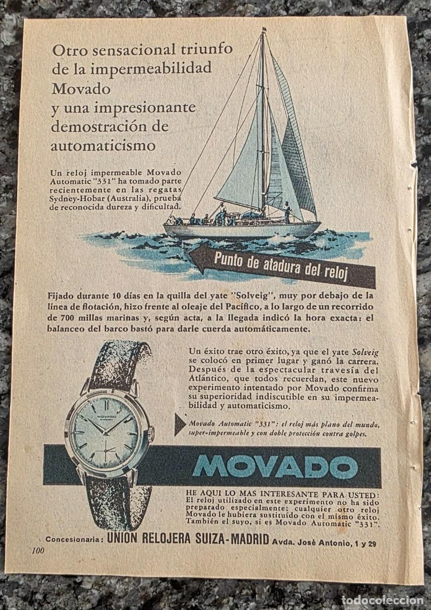 Coleccionismo de revistas y peri&oacute;dicos: ANTIGUO ANUNCIO RELOJES MOVADO