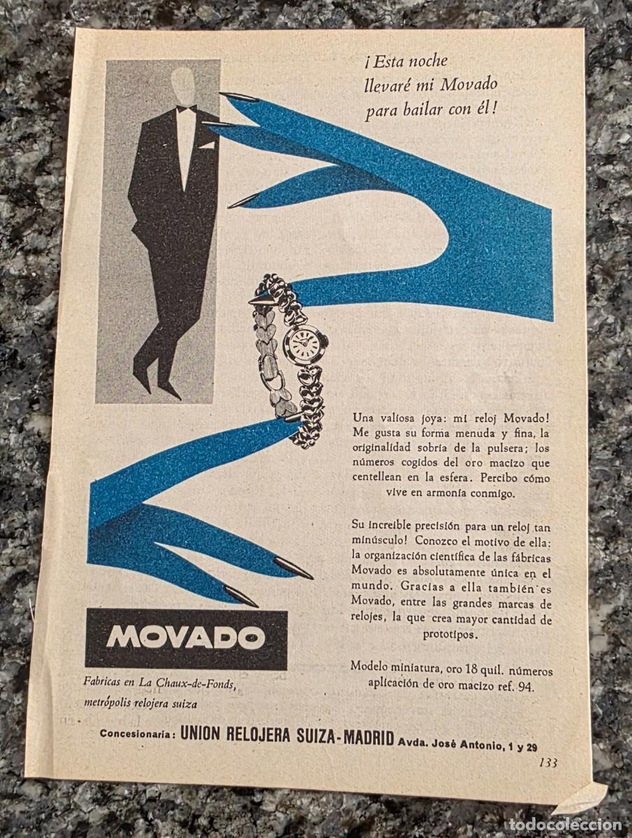 Coleccionismo de revistas y peri&oacute;dicos: ANTIGUO ANUNCIO RELOJES MOVADO