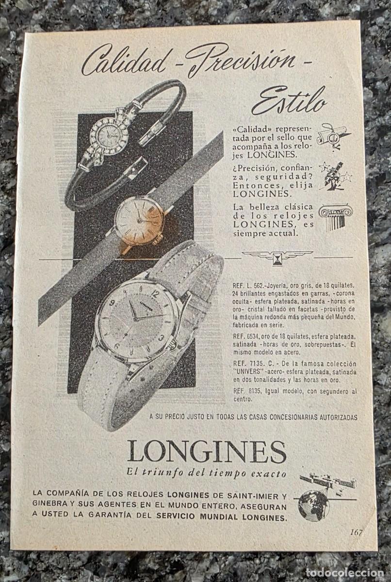 Coleccionismo de revistas y peri&oacute;dicos: ANTIGUO ANUNCIO RELOJES LONGINES