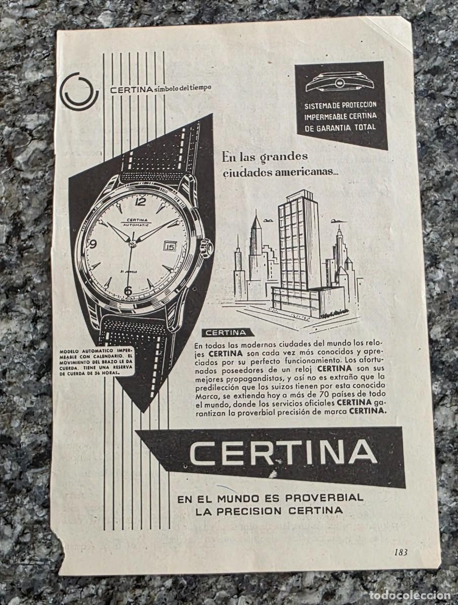 Coleccionismo de revistas y peri&oacute;dicos: ANTIGUO ANUNCIO RELOJES CERTINA
