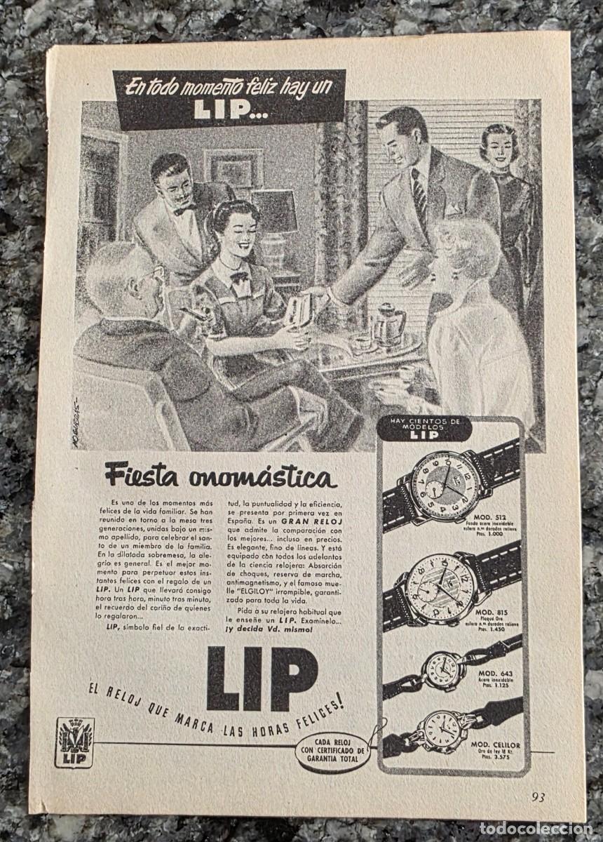 Coleccionismo de revistas y peri&oacute;dicos: ANTIGUO ANUNCIO RELOJES LIP