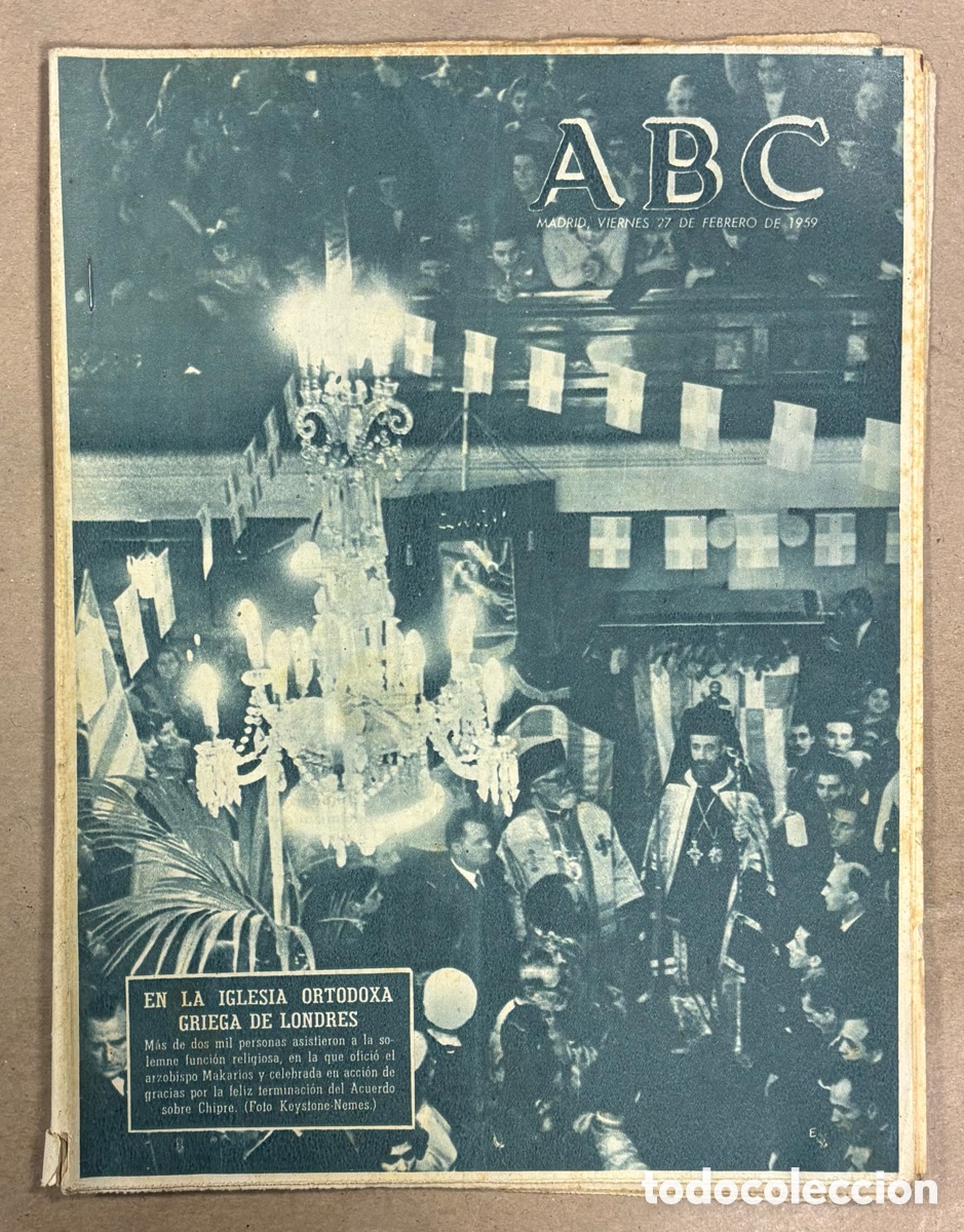 Coleccionismo de revistas y peri&oacute;dicos: ABC (27 FEBRERO 1959) IGLESIA ORTODOXA GRIEGA LONDRES, EL TALLER DEL MORO, NATI MISTRAL, KRUSCHEF