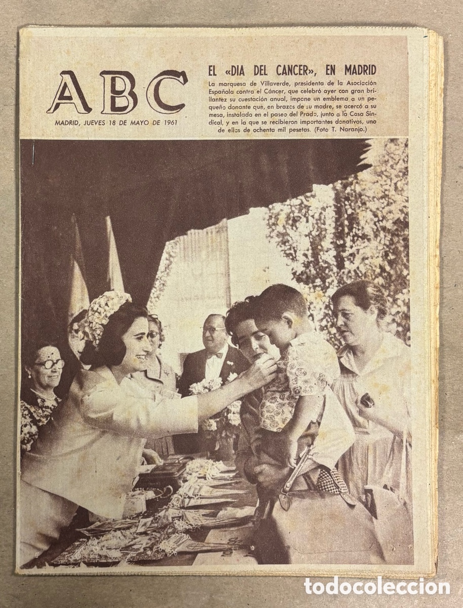 Coleccionismo de revistas y peri&oacute;dicos: ABC (18 MAYO 1961) EL D&Iacute;A DEL C&Aacute;NCER EN MADRID, MUERE GARY COOPER, CORRIDAS SAN ISIDRO, MANOLO QUIRO