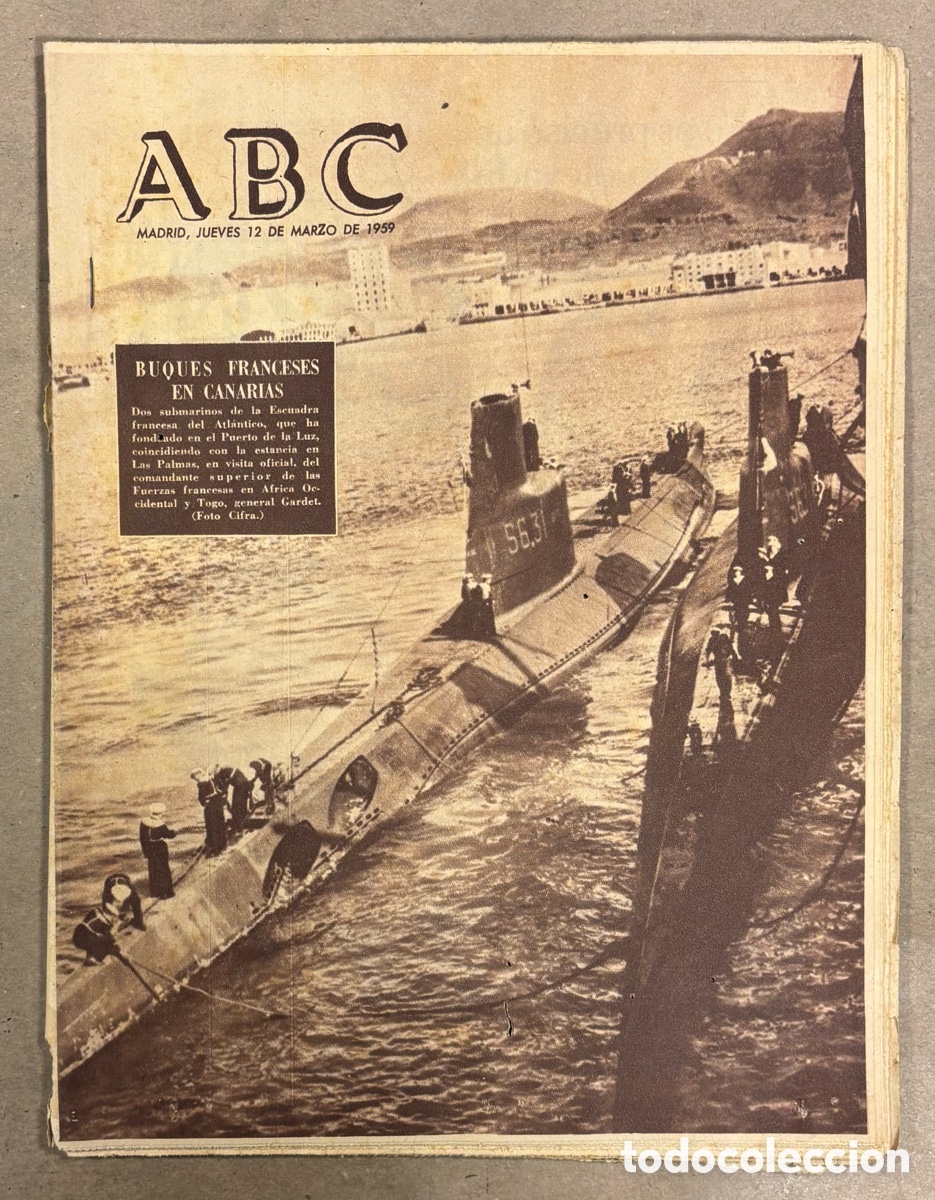Coleccionismo de revistas y peri&oacute;dicos: ABC (12 MARZO 1959) BUQUES FRANCESES EN CANARIAS, INAUGURADO JAEN COLEGIO SANTA MAR&Iacute;A DE LA CAPILLA,