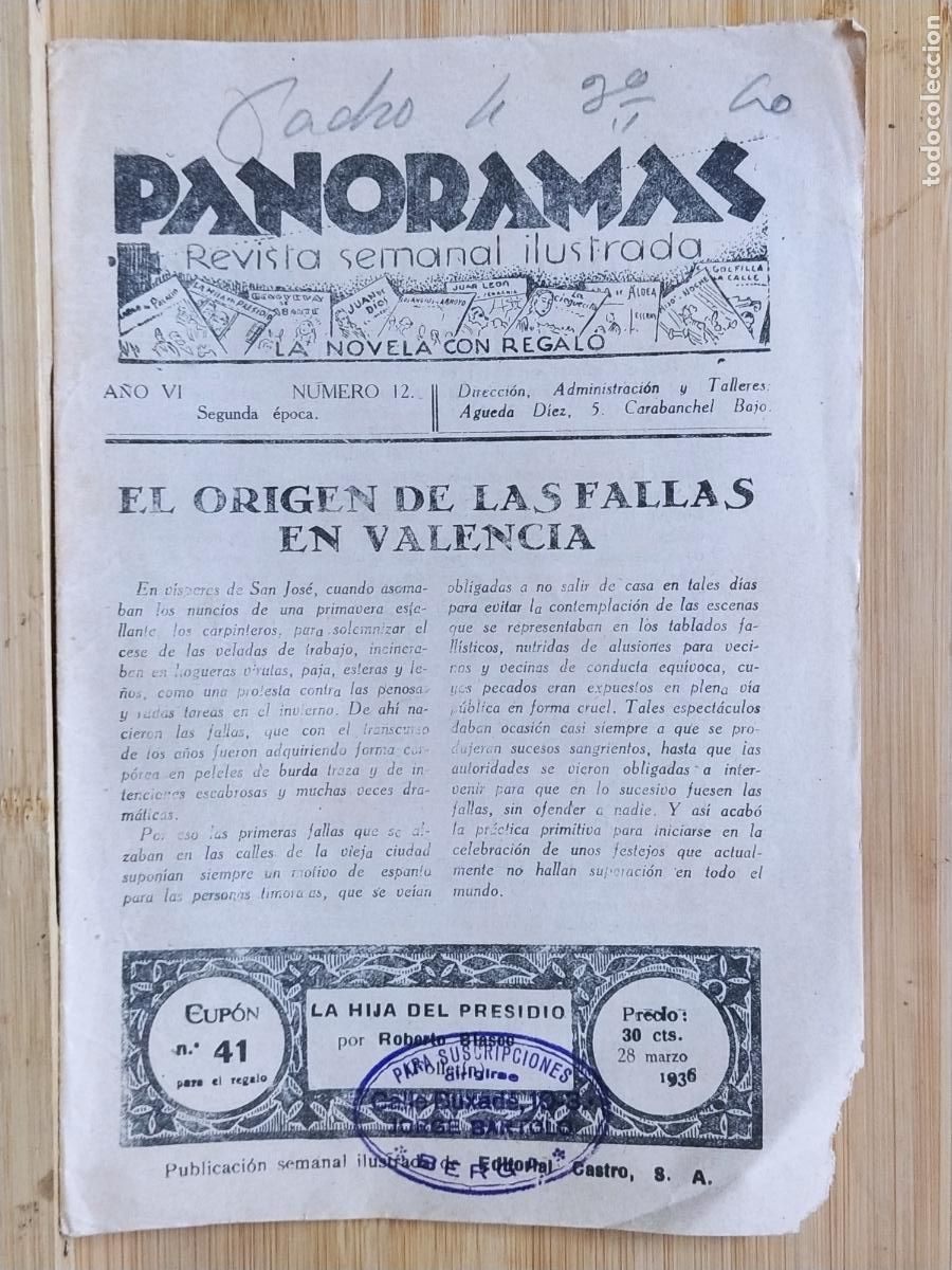 Coleccionismo de revistas y peri&oacute;dicos: PANORAMAS - NUMERO 12 A&Ntilde;O 1936 - REVISTA ANTIGUA - PRE GUERRA CIVIL