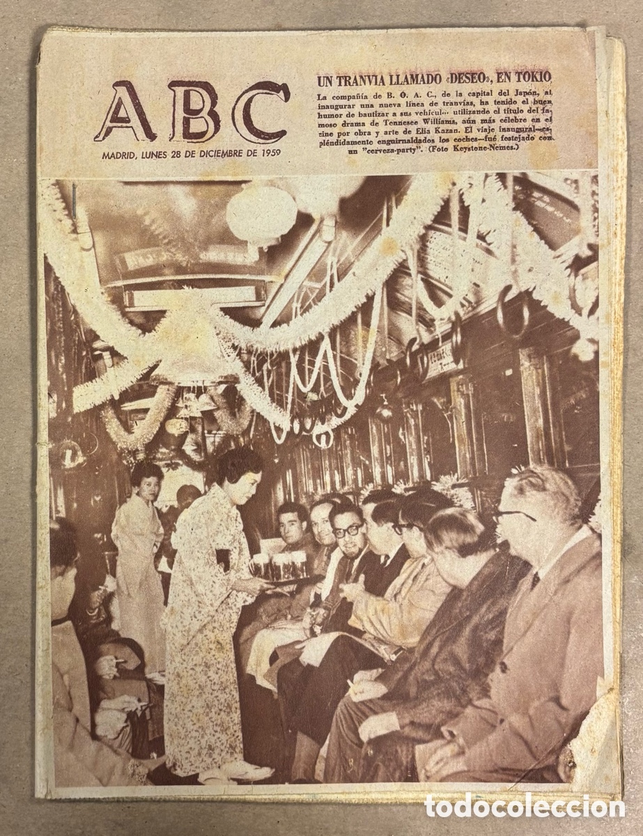 Coleccionismo de revistas y peri&oacute;dicos: ABC (28 SEPTIEMBRE 1959) NUEVA L&Iacute;NEA TRANV&Iacute;AS EN TOKIO, CASTILLO DE SALAS, LUIS ASTRANA MAR&Iacute;N,,.