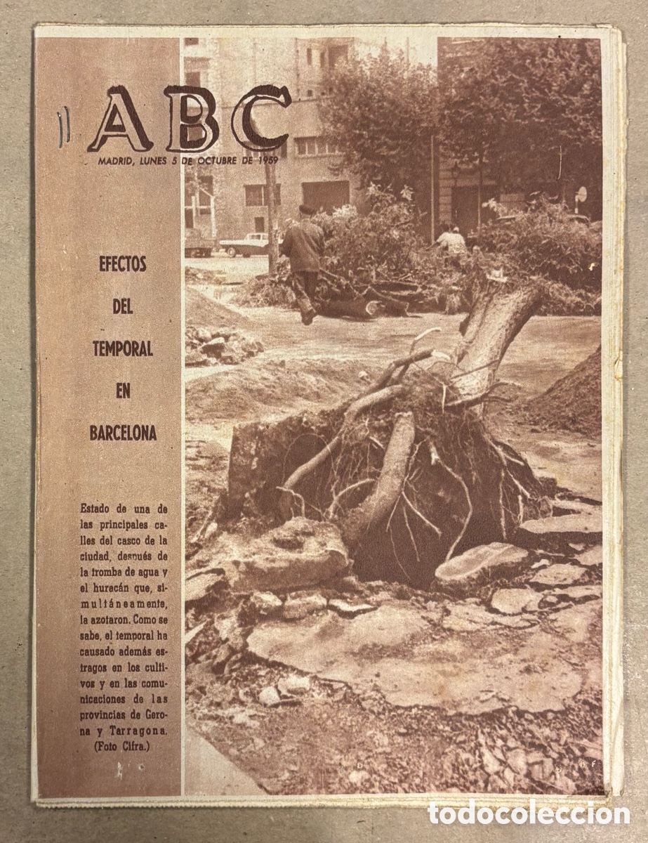 Coleccionismo de revistas y peri&oacute;dicos: ABC (5 OCTUBRE 1959) EFECTOS DEL TEMPORAL EN BARCELONA, ECLIPSE SOL EN CANARIAS, ATL&Eacute;TICO MADRID