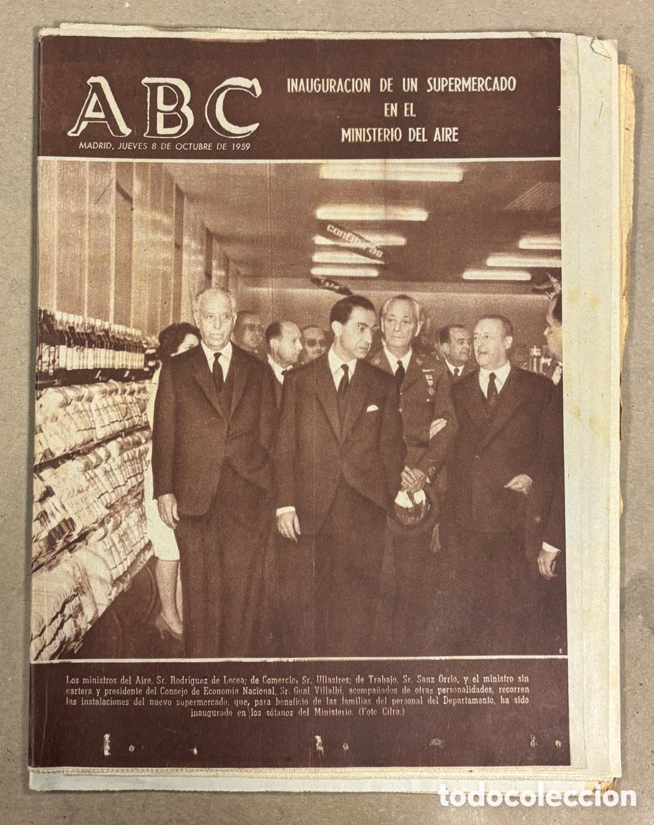 Collectionnisme de Revues et Journaux: ABC (8 OCTUBRE 1959) INAUGURACI&Oacute;N SUPERMERCADO EN MINISTERIO DEL AIRE, SELECCI&Oacute;N CORU&Ntilde;A ATLETISMO