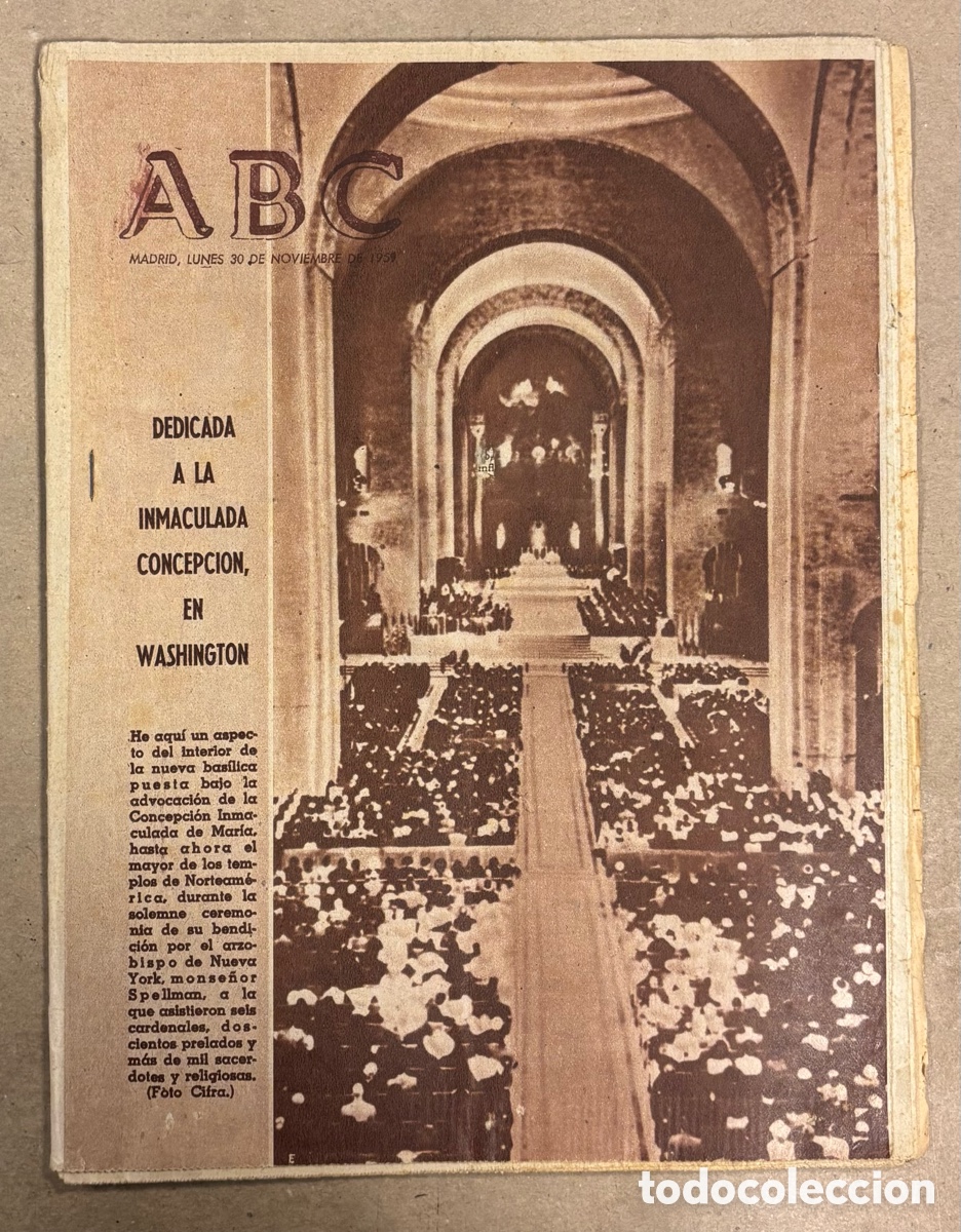 Collection Magazines and Newspapers: ABC (30 NOVIEMBRE 1959) LA INMACULADA CONCEPCI&Oacute;N EN WASHINGTON, REAL MADRID 2-0 BARCELONA, SEVERINO