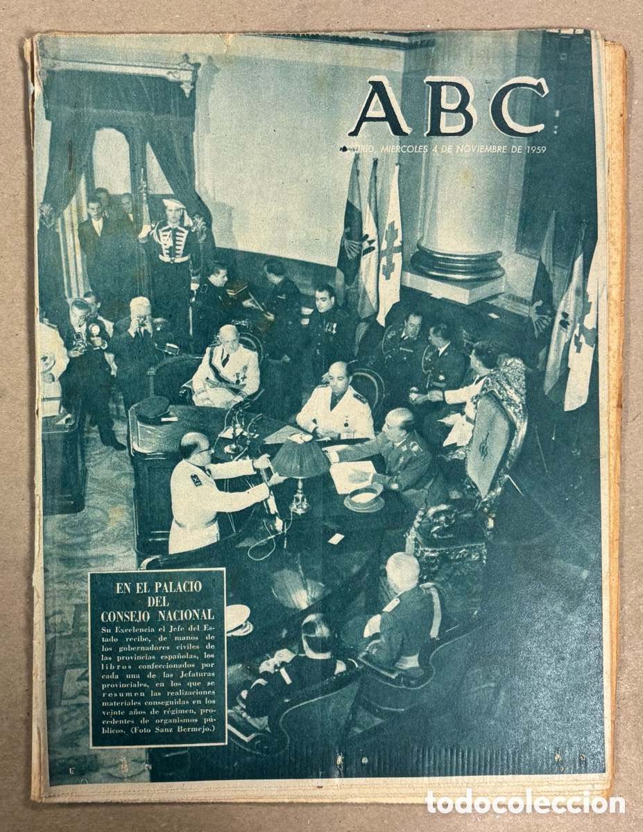 Coleccionismo de revistas y peri&oacute;dicos: ABC (4 NOVIEMBRE 1959) FRANCO EN PALACIO DEL CONSEJO NACIONAL, BARCELONA VENCE A MILAN SAN SIRO