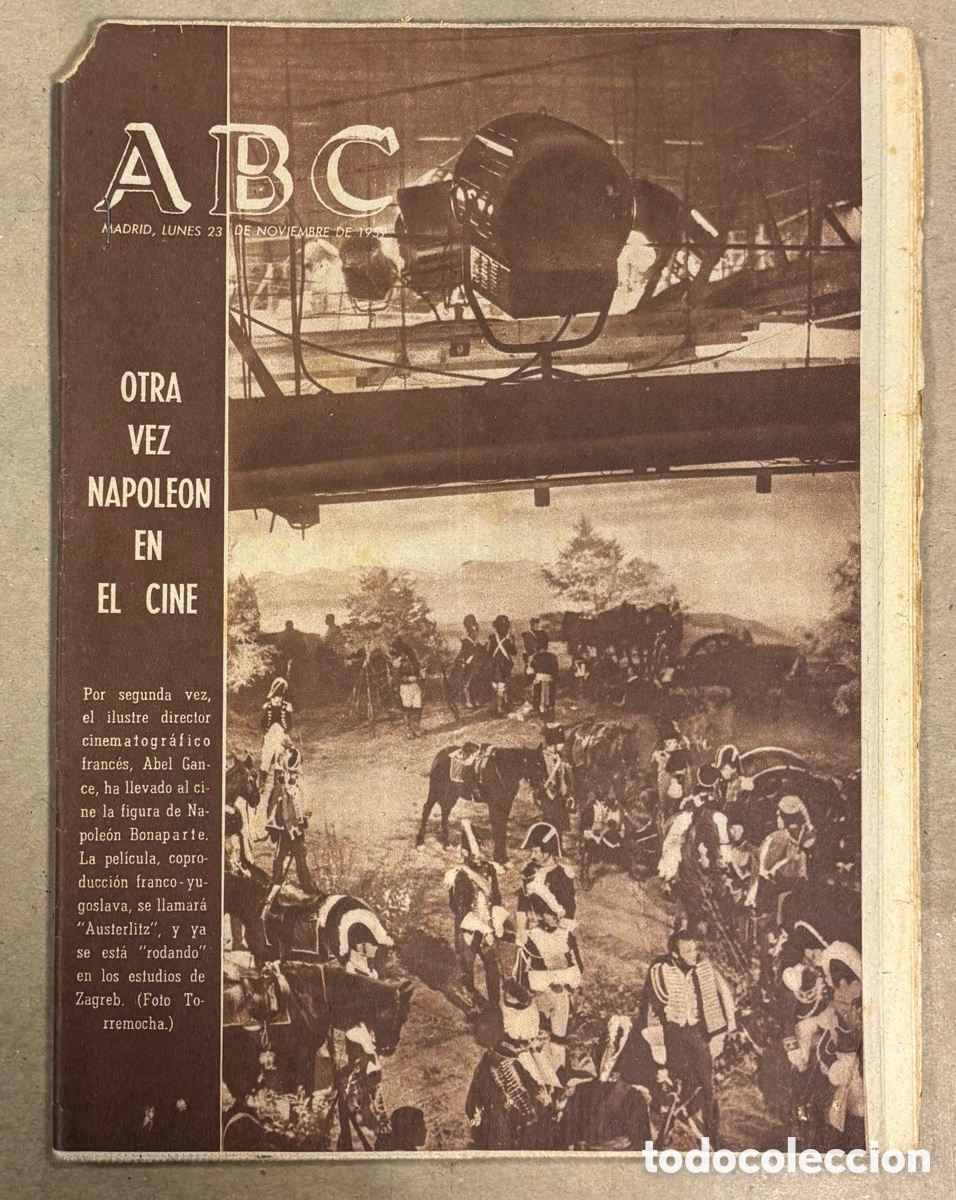 Coleccionismo de revistas y peri&oacute;dicos: ABC (23 NOVIEMBRE 1959) NAPOLE&Oacute;N AL CINE RODAJE AUSTERLIZ, CAFETER&Iacute;A CARRETAS MADRID, FUENGIROLA