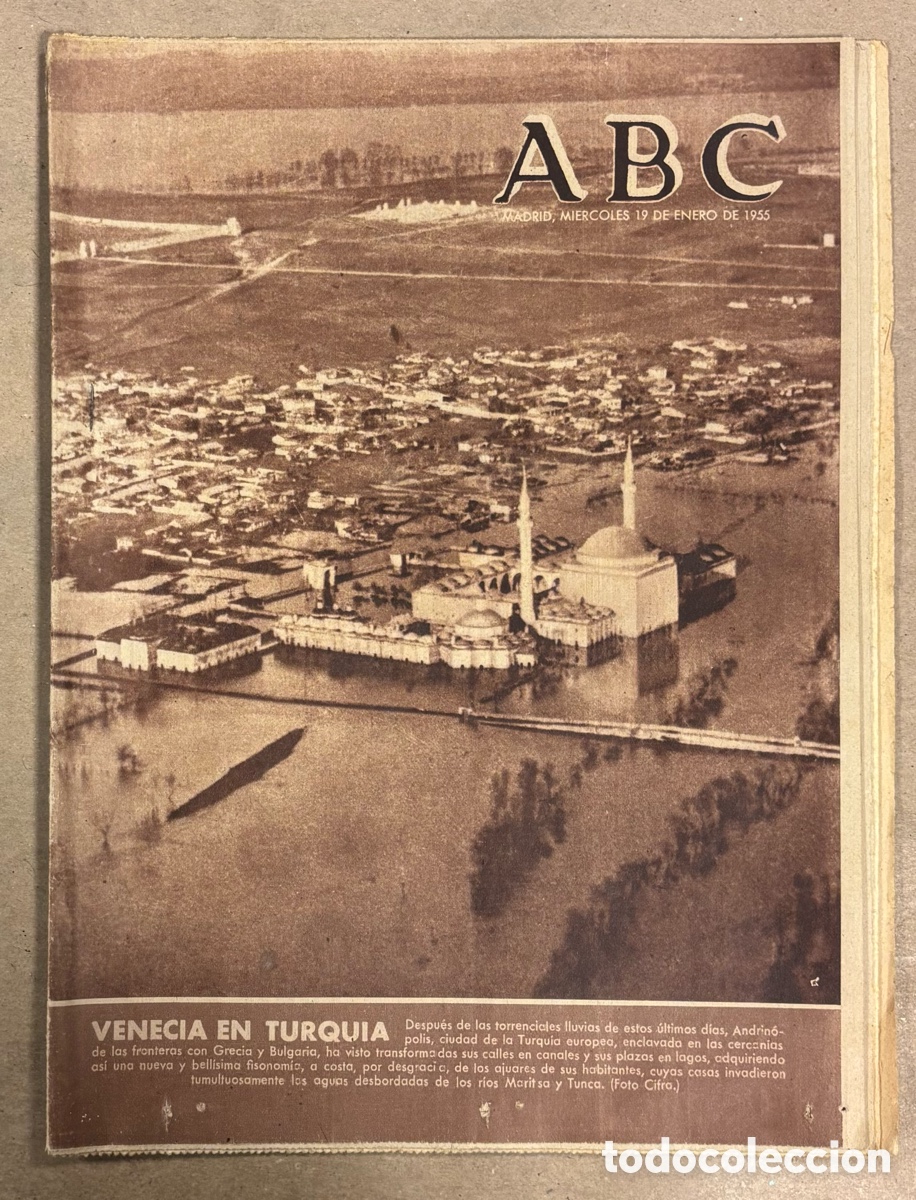 Coleccionismo de revistas y peri&oacute;dicos: ABC (19 ENERO 1955) INUNDACIONES TURQU&Iacute;A, LLEGADA PR&Iacute;NCIPE JUAN CARLOS A MADRID,&hellip;