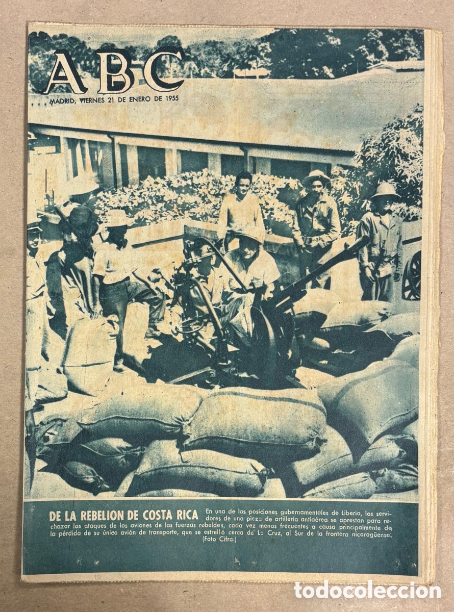 Coleccionismo de revistas y peri&oacute;dicos: ABC (21 ENERO 1955) REBELI&Oacute;N EN COSTA RICA, ADF BUENOS AIRES VS ATL&Eacute;TICO MADRID RUGBY,&hellip;