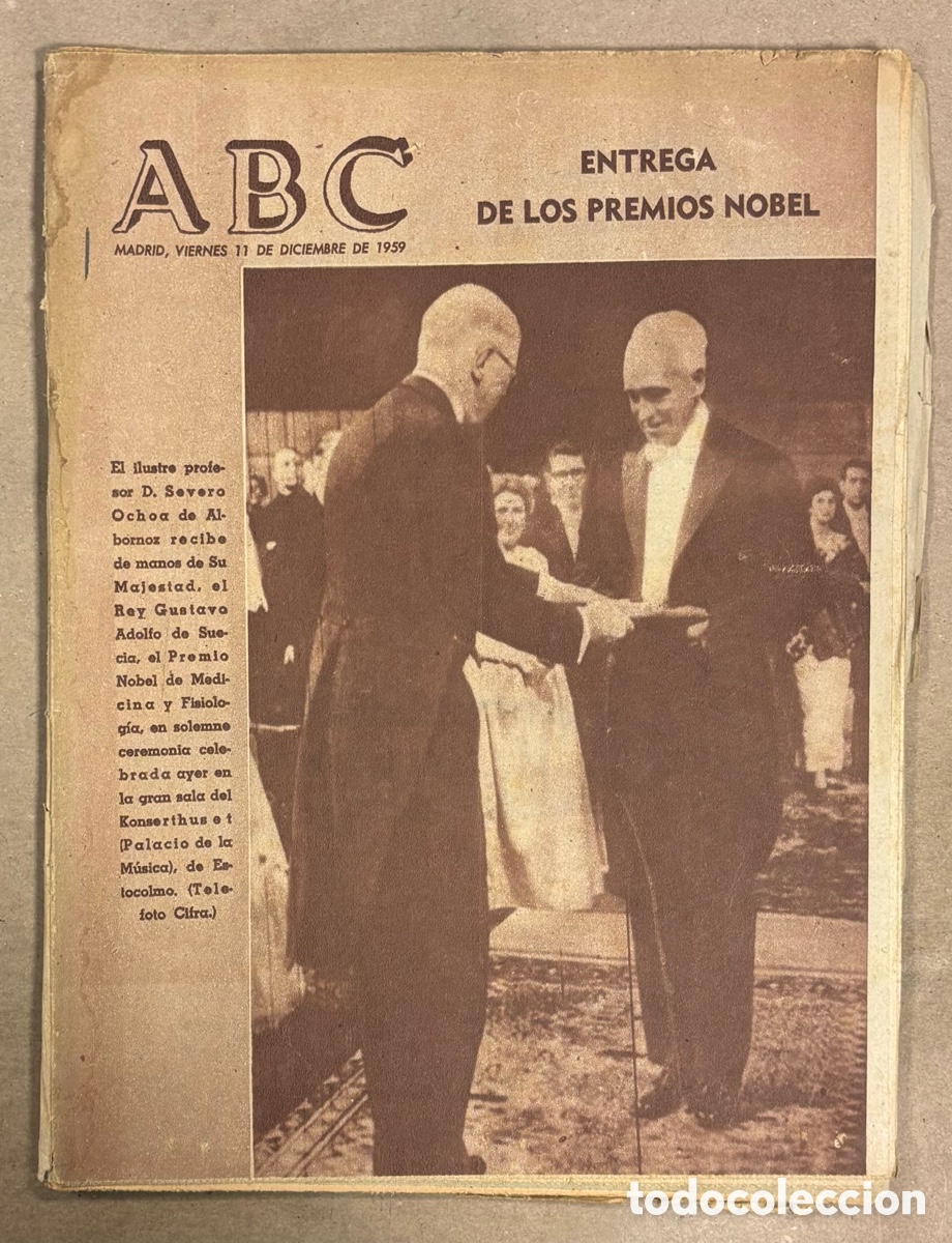 Coleccionismo de revistas y peri&oacute;dicos: ABC (11 DICIEMBRE 1959) PREMIOS NOBEL, EL HELIC&Oacute;PTERO DE EINSENHOWER EN TORREJ&Oacute;N, AURORA BAUTISTA