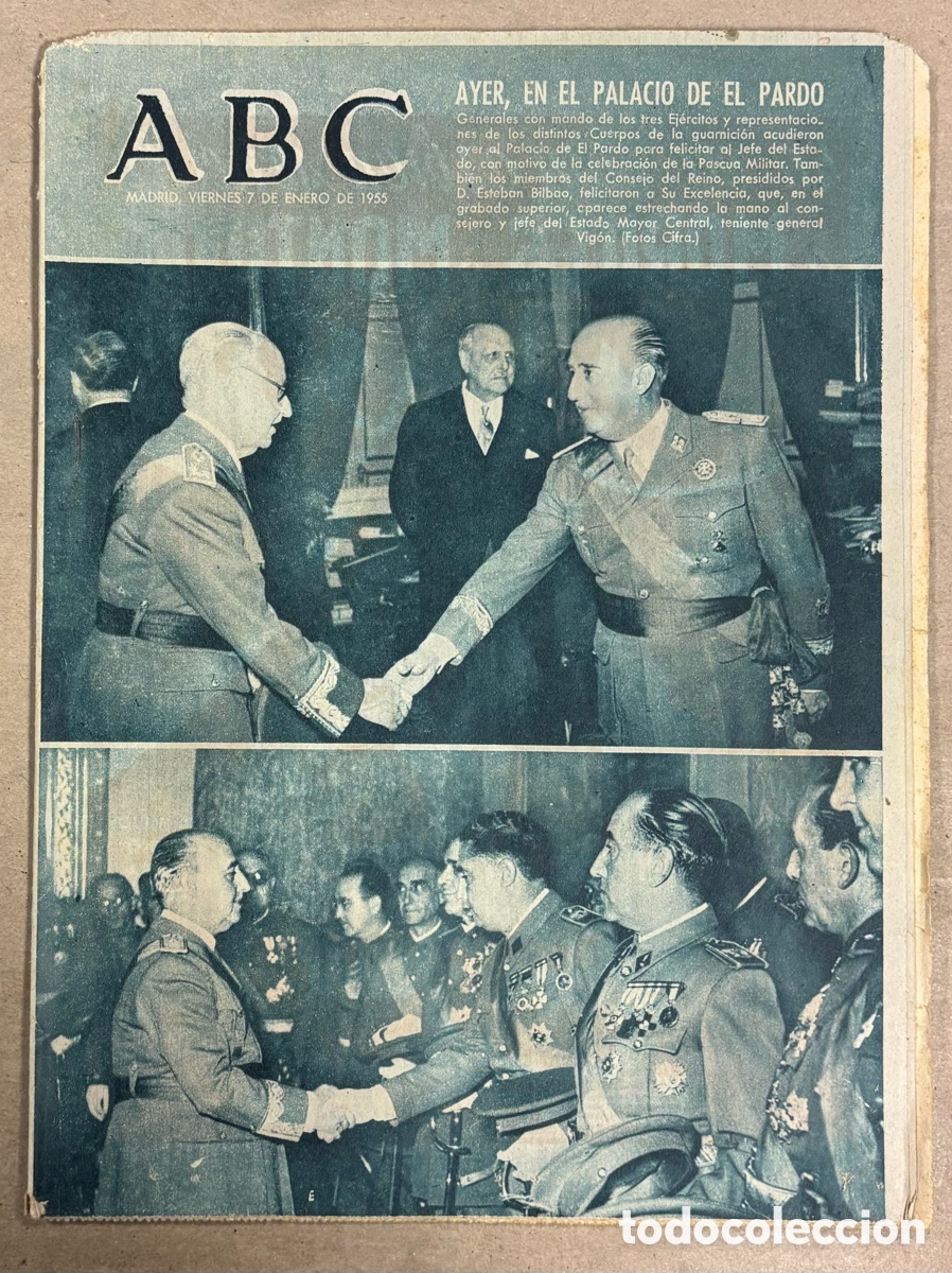 Coleccionismo de revistas y peri&oacute;dicos: ABC (7 ENERO 1963) MILITARES CON FRANCO EN EL PARDO, HOMENAJE A ESCUDERO ATL&Eacute;TICO MADRID,&hellip;