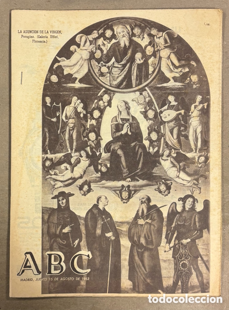 Coleccionismo de revistas y peri&oacute;dicos: ABC (15 AGOSTO 1963) LA ASUNCI&Oacute;N DE LA VIRGEN, M&Aacute;LAGA 4-0 M&Oacute;NACO, REAL MADRID 4-1 BLACKPOOL,&hellip;