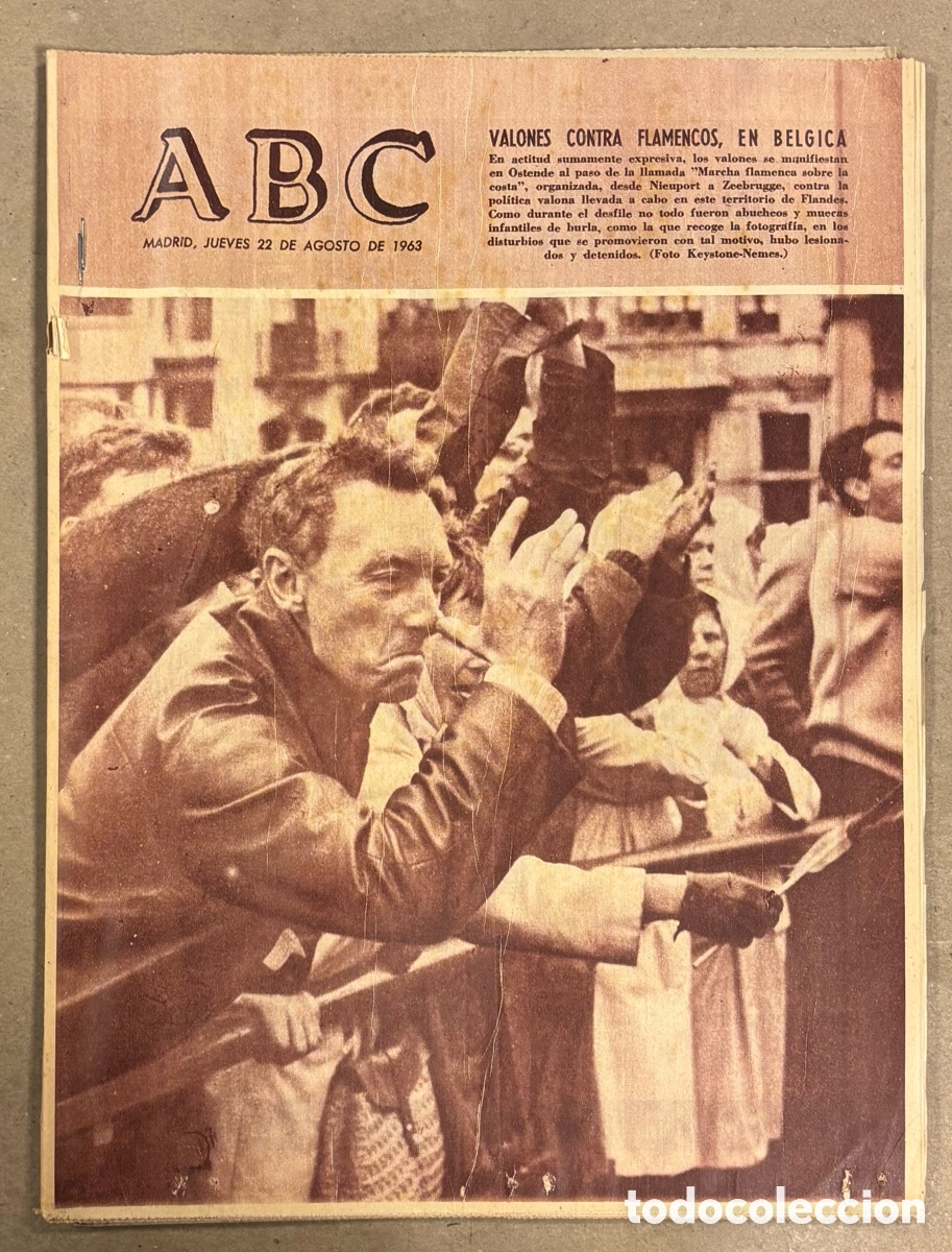 Coleccionismo de revistas y peri&oacute;dicos: ABC (22 AGOSTO 1963) VALONES CONTRA FLAMENCOS B&Eacute;LGICA, CARMEN SEVILLA EN ESTAMBUL, 50&deg; ANIVERSARIO
