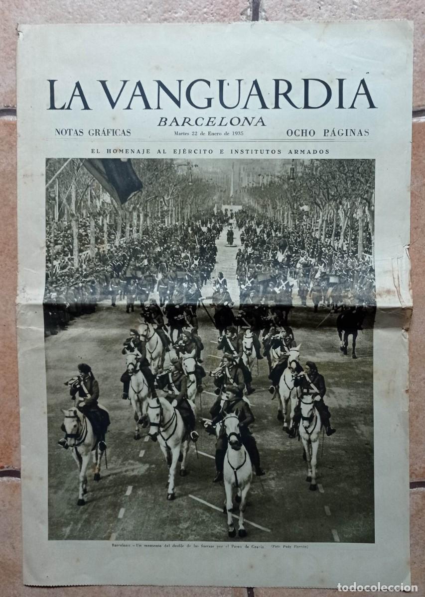 Coleccionismo de revistas y peri&oacute;dicos: LA VANGUARDIA 8 PAG. 22 ENERO 1935, BARCELONA DESFILE, ESPA&Ntilde;OL - BETIS, SARRENSES, JEAN BOUIN