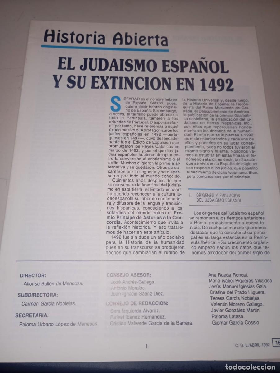 Coleccionismo de revistas y peri&oacute;dicos: BOLET&Iacute;N HISTORIA ABIERTA, EL JUDAISMO ESPA&Ntilde;OL Y SU EXTINCI&Oacute;N EN 1492 REF. UR EST