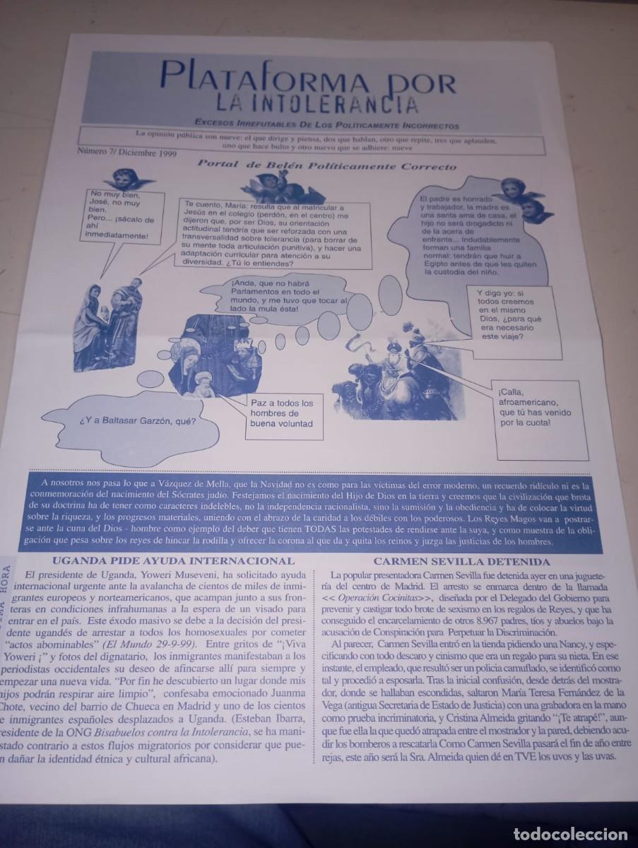 Coleccionismo de revistas y peri&oacute;dicos: BOLET&Iacute;N PLATAFORMA POR LA INTOLERANCIA NUMERO 7 DICIEMBRE 1999 REF. UR EST