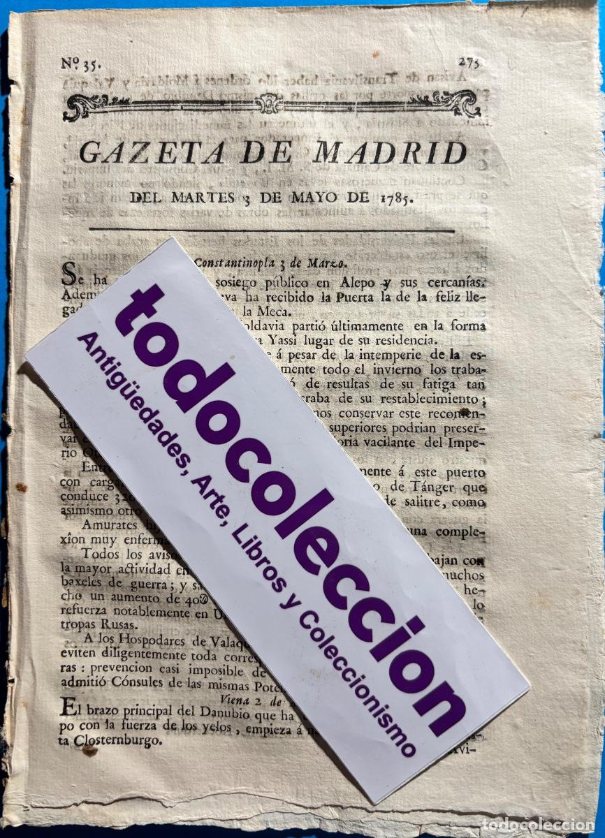 Collectionnisme de Revues et Journaux: SALAMANCA- MADRID- GACETA- GAZETA DE MADRID- 1785