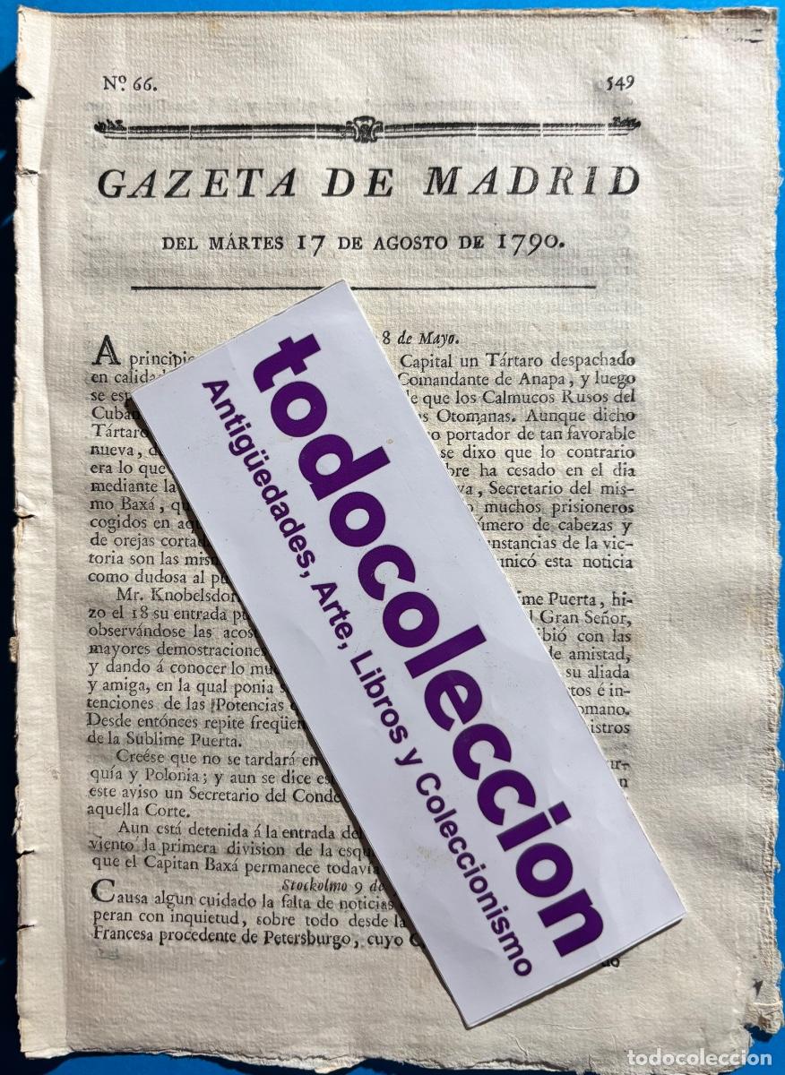 Collectionnisme de Revues et Journaux: LERIDA - ALMAGRO-MADRID- GACETA- GAZETA DE MADRID- 1790
