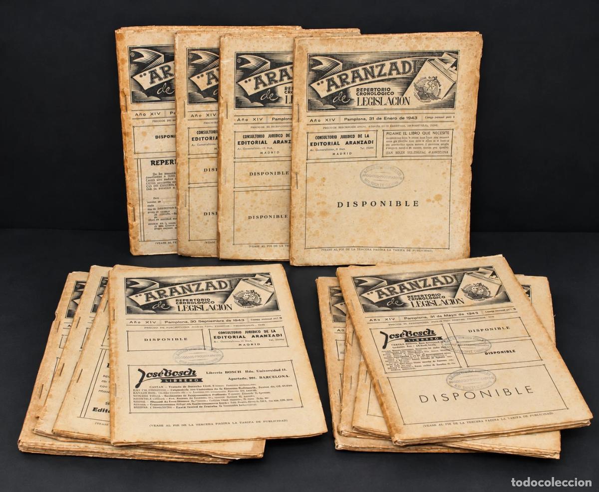 Coleccionismo de revistas y peri&oacute;dicos: Aranzadi Repertorio Legislacion A&ntilde;o 1943 Completo Revista Juridica Antigua