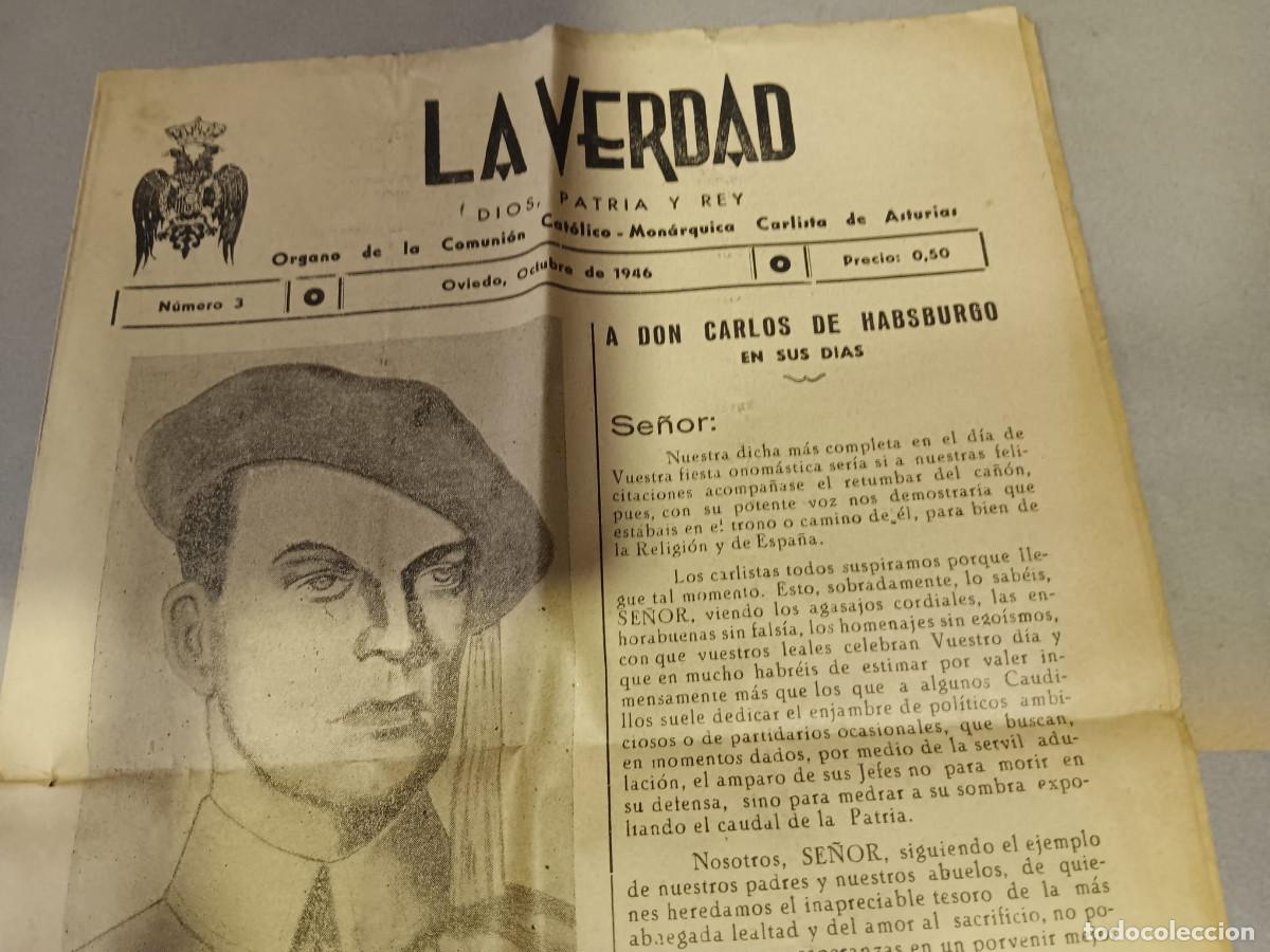 Coleccionismo de revistas y peri&oacute;dicos: LA VERDAD. &Oacute;RGANO DE LA COMUNI&Oacute;N CARLISTA DE ASTURIAS. N&ordm; 3. OVIEDO 1946. CARLISMO