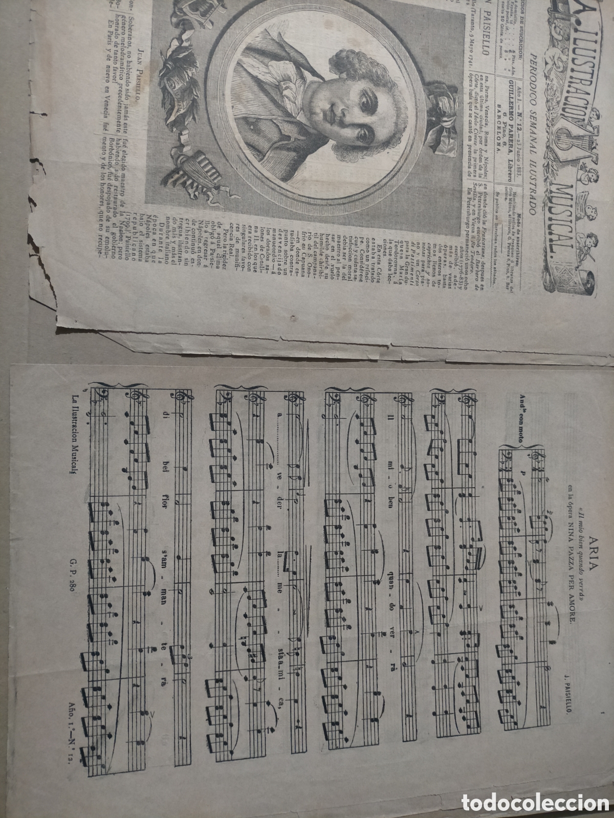 Coleccionismo de revistas y peri&oacute;dicos: La ilustraci&oacute;n musical 1883 n 12 paisiello