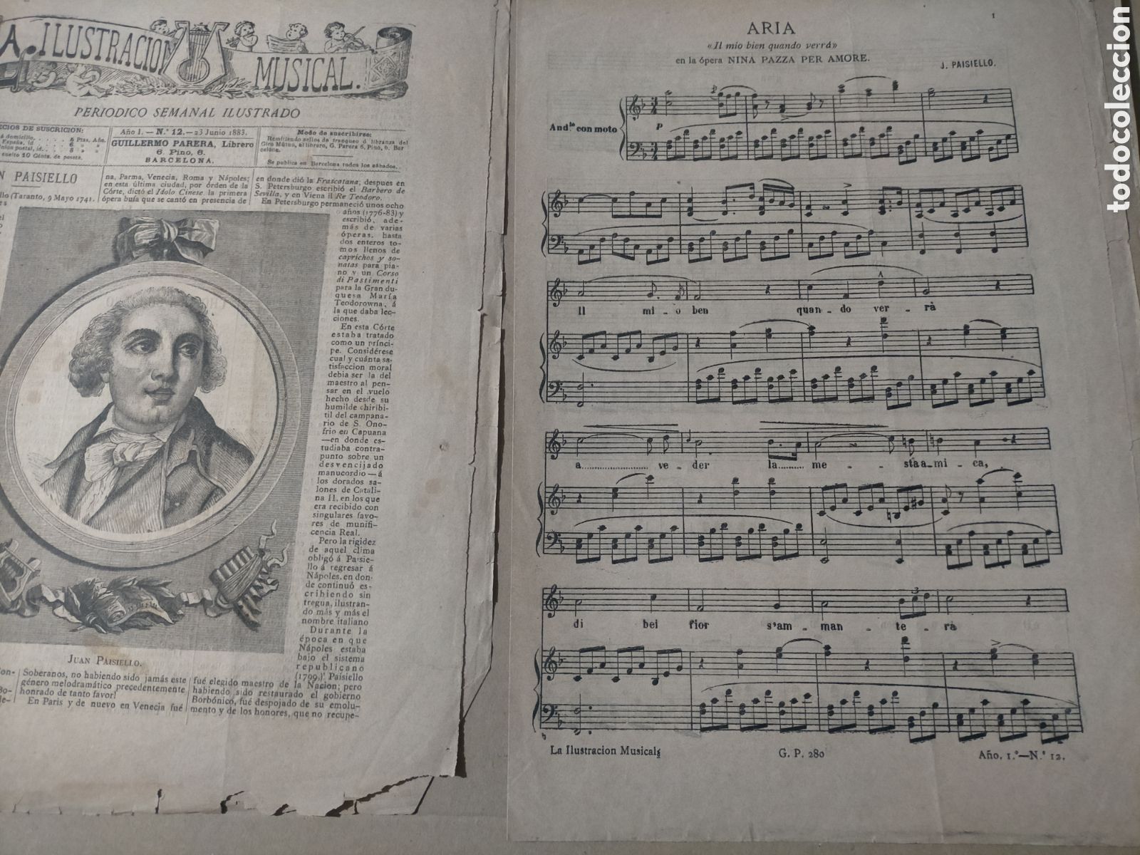 Colecionismo de Revistas e Jornais: La ilustraci&oacute;n musical 1883 n 12 paisiello
