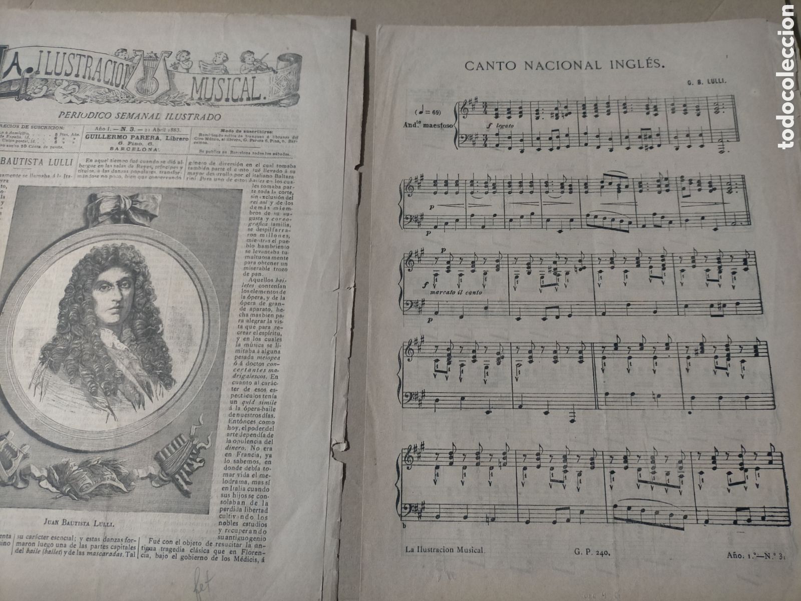 Colecionismo de Revistas e Jornais: La ilustraci&oacute;n musical n 3 1883 a&ntilde;o1 lulli