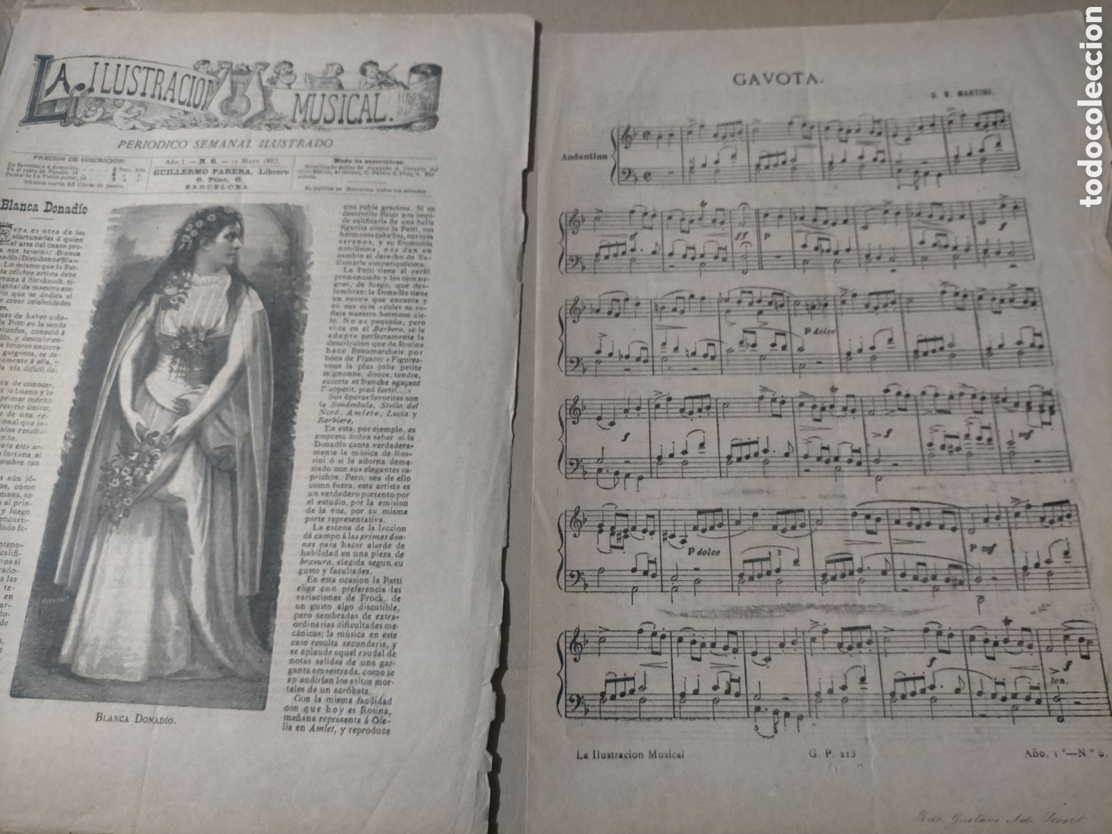 Sammeln von Zeitschriften und Zeitungen: La ilustraci&oacute;n musical n 6 1883 a&ntilde;o 1 blanca donad&iacute;o soprano