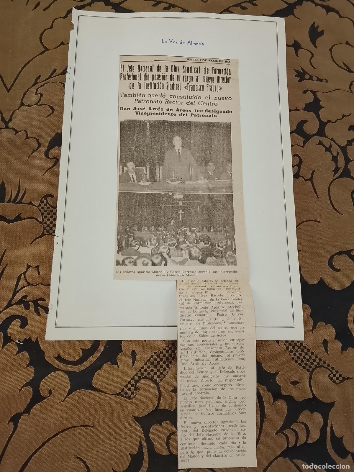 Coleccionismo de revistas y peri&oacute;dicos: noticia la voz de ALMERIA 1954 - festival estadio falange institucion sindical francisco franco