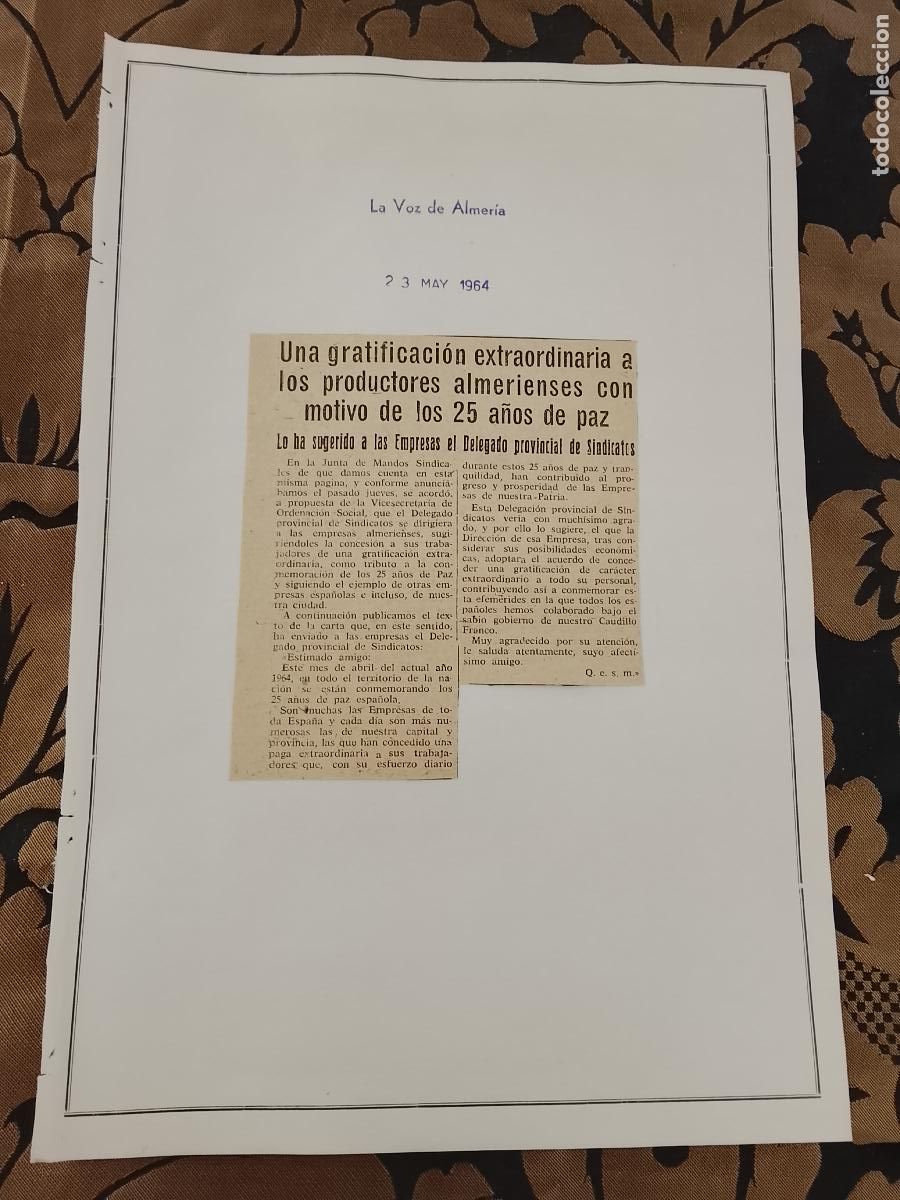 Coleccionismo de revistas y peri&oacute;dicos: noticia la voz de ALMERIA 1954 - PRODUCTORES ALMERIENSE SUGERIDO DELEGADO PROVINCIAL DE SINDICATOS