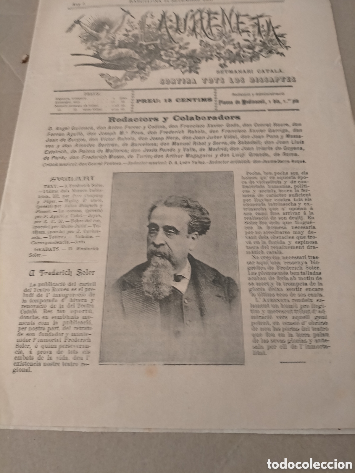 Coleccionismo de revistas y peri&oacute;dicos: Laureneta semanari dile terratura de arte7: revista