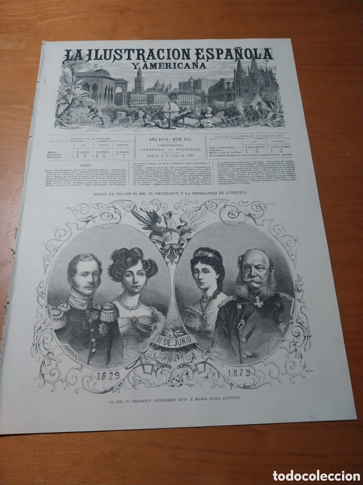 Coleccionismo de revistas y peri&oacute;dicos: REVISTA 1879 EXPOSICI&Oacute;N DE GANADOS MADRID. APERTURA DE CORTES SENADO.MADRID.ESCUADRA CHILENA IQUIQUE