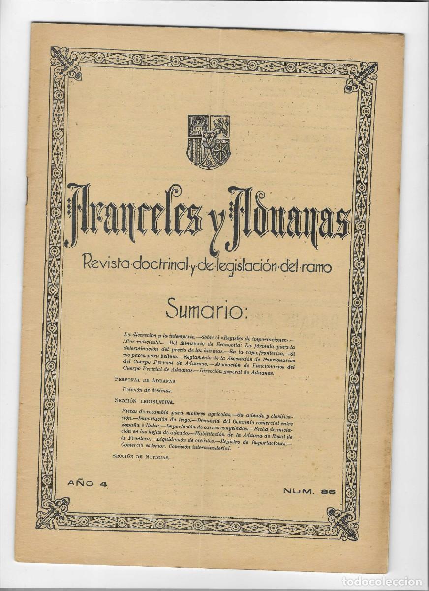 Coleccionismo de revistas y peri&oacute;dicos: ARANCEL Y ADUANAS. N&ordm;86 (15 DICIEMBRE 1931)