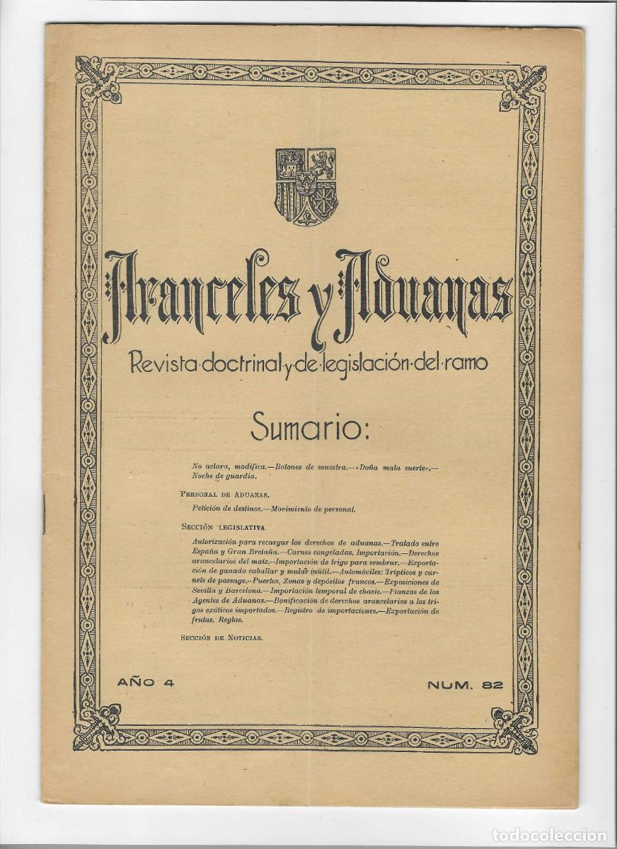 Coleccionismo de revistas y peri&oacute;dicos: ARANCEL Y ADUANAS. N&ordm;82 (15 OCTUBRE 1931)