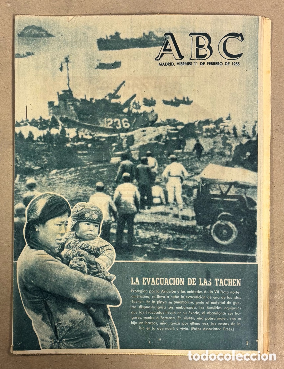Coleccionismo de revistas y peri&oacute;dicos: ABC (11 FEBRERO 1955) EVACUACI&Oacute;N ISLAS TACHEN, SELECCI&Oacute;N CASTELLANA Y CATALANA HOCKEY HIERBA