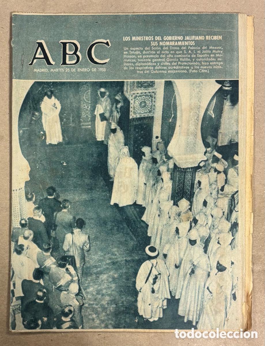 Coleccionismo de revistas y peri&oacute;dicos: ABC (25 ENERO 1955) MINISTROS GOBIERNO JALIFIANO RECIBEN NOMBRAMIENTOS, FIESTAS ALMERIA,..