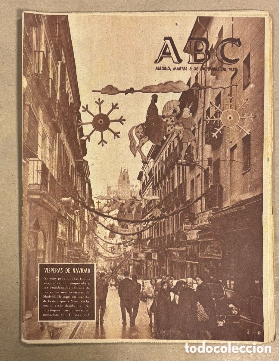 Coleccionismo de revistas y peri&oacute;dicos: ABC (8 DICIEMBRE 1959) V&Iacute;SPERAS DE NAVIDAD EN MADRID, CATASTROFE PRESA MALPASSET, TONY LEBLANC,&hellip;