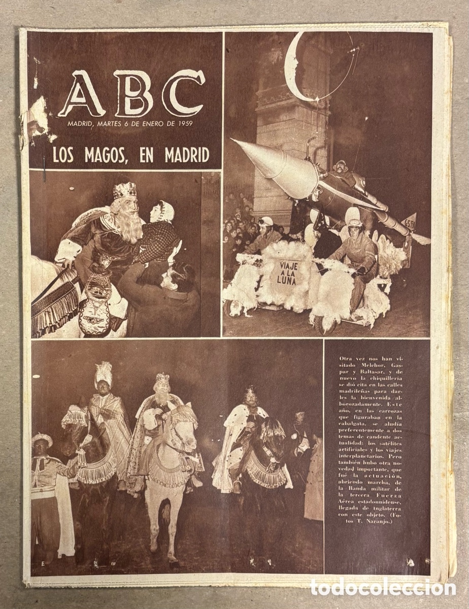 Collezionismo di Riviste e Giornali: ABC (6 ENERO 1959) REYES MAGOS EN MADRID, FIESTAS DEPORTIVAS INVIERNO DE M&Aacute;LAGA, REAL MADRID 10-1