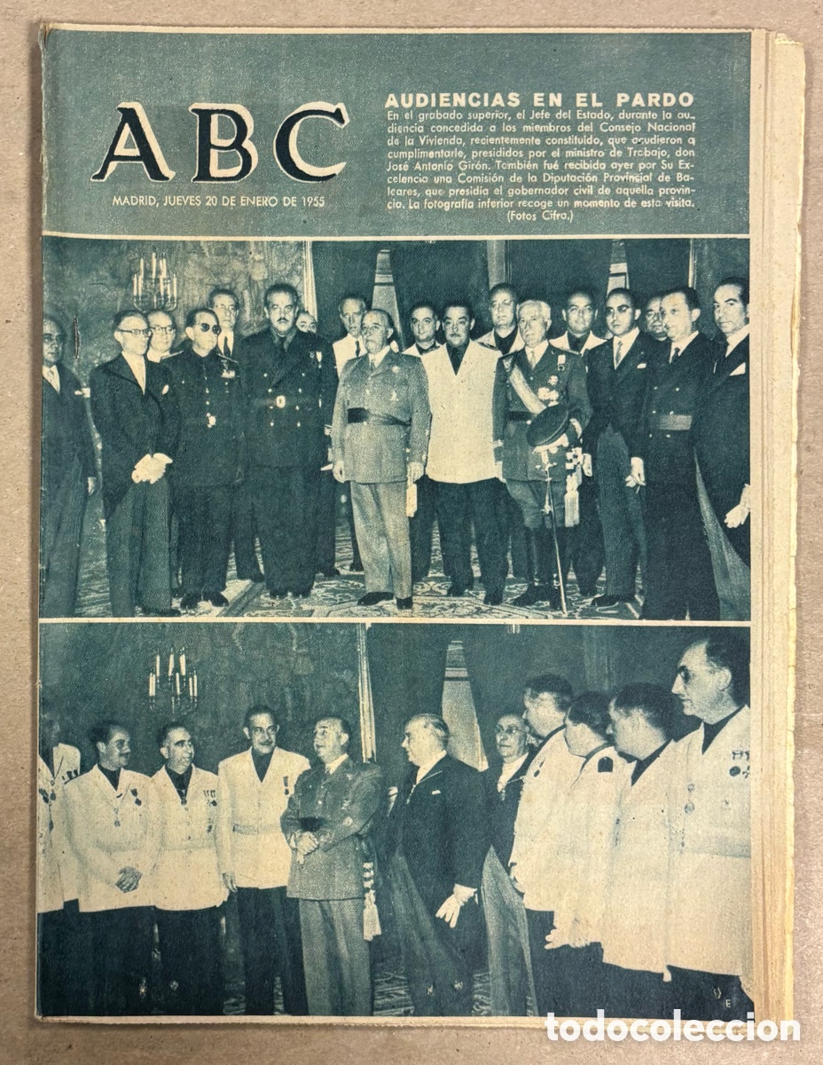 Colecionismo de Revistas e Jornais: ABC (20 ENERO 1955) AUDIENCIAS EN EL PARDO, FEDERICO GARC&Iacute;A LORCA, FLOTA NORTEAMERICANA EN M&Aacute;LAGA