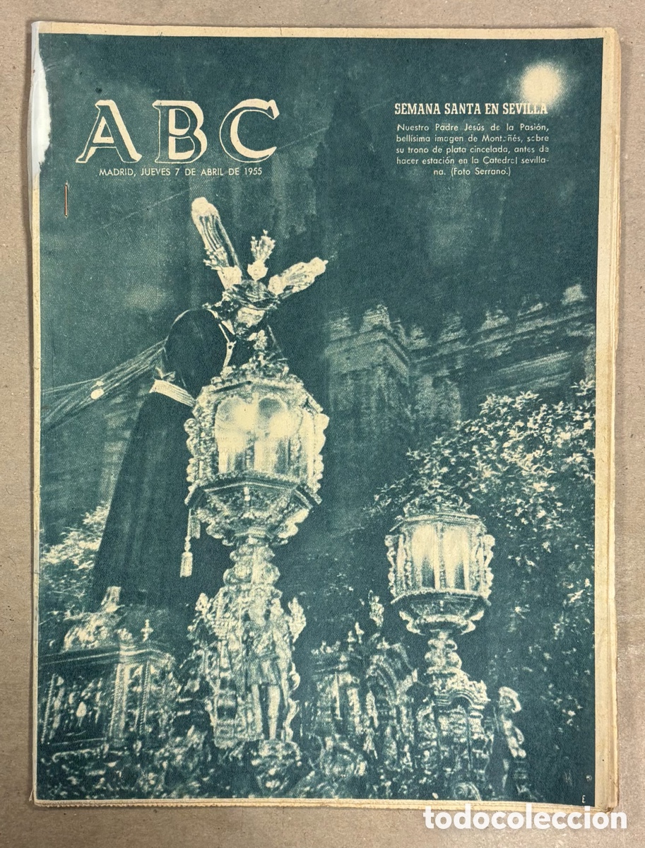 Coleccionismo de revistas y peri&oacute;dicos: ABC (7 ABRIL 1955) SEMANA SANTA EN SEVILLA, VIRNES SANTO EN VALLADOLID, PASOS SEMANA STA MURCIA