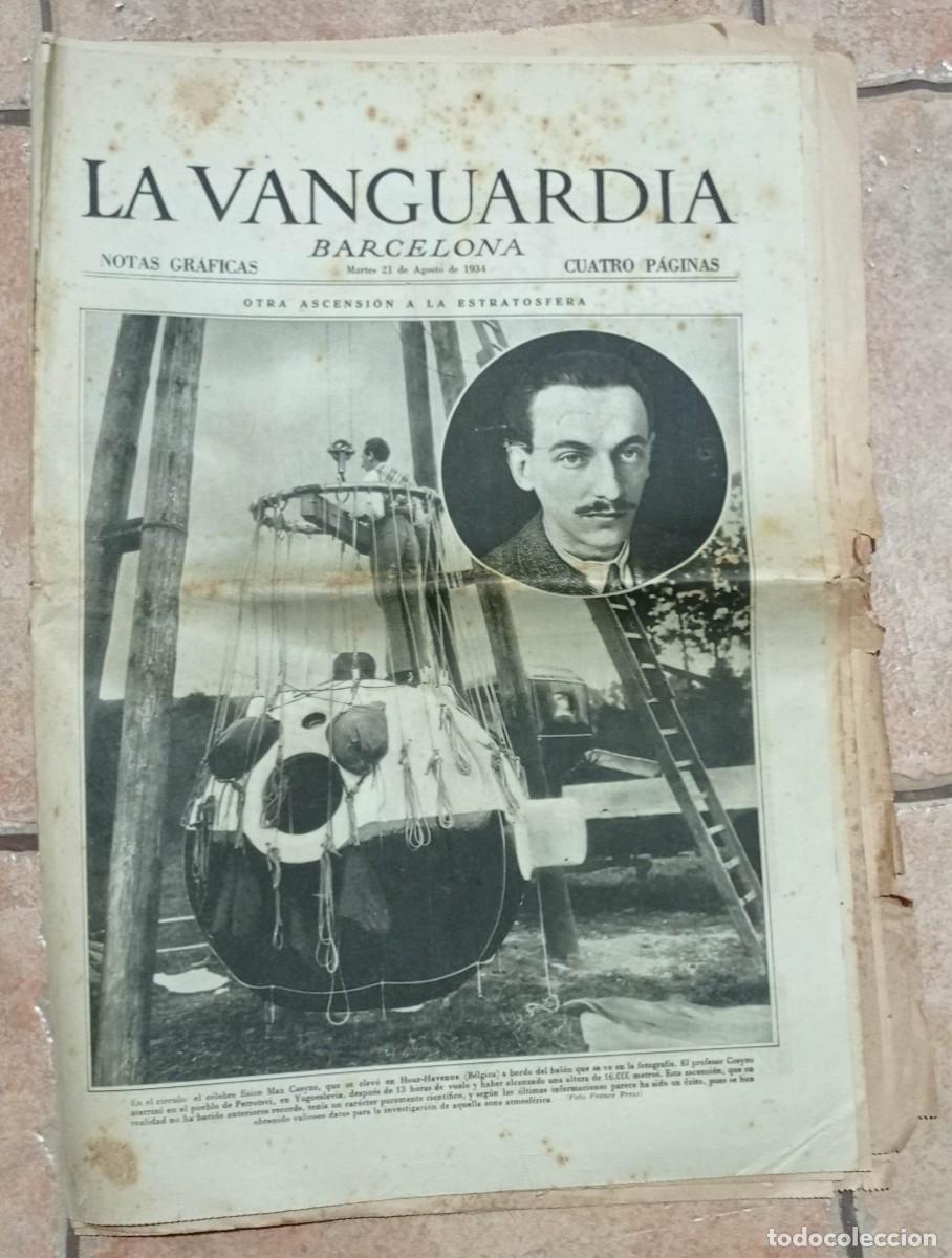 Coleccionismo de revistas y peri&oacute;dicos: LA VANGUARDIA 4 PAG. + PERIODICO 21 AGOSTO 1934 ESTRATOSFERA, FIESTA MAYOR DE GRACIA, LUIS COMPANYS